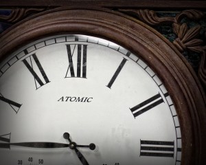 This clock had been circulating around our school with it's twin for almost five years now. It's twin hangs on our new administrators yard wall and this one was given to me a few months back and sat in my classroom. Each measures almost 3'X3'. They are cast iron and atomic. This one will now hang in my wall. 2010/05/28: Clocks are omnipresent in modern life. Make a photo of the clock, watch, or other device that you use most to tell time. #ds194